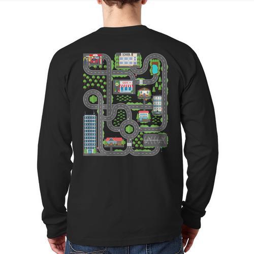 Kid Play Cars On Dad Back Race Track Mat Fathers Day Long Sleeve T-Shirt Back Print - Father's Day Fun