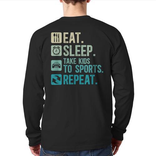 Take Kids To Sports Dad Sports Father Sport Dad Long Sleeve T-Shirt Back Print - Father's Day Fun