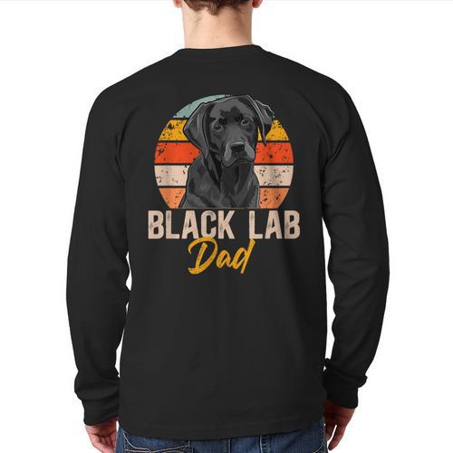 Lab Dad Retro Black Labrador Owner Long Sleeve T-Shirt Back Print - Father's Day Fun