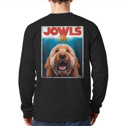 Labradoodle Jowls Tee Fawn Lab Doodle Mom Top Dad Long Sleeve T-Shirt Back Print - Father's Day Fun