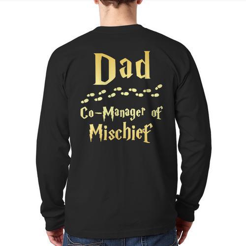 Magical Dad Manager Of Mischief Birthday Family Matching Long Sleeve T-Shirt Back Print - Father's Day Fun