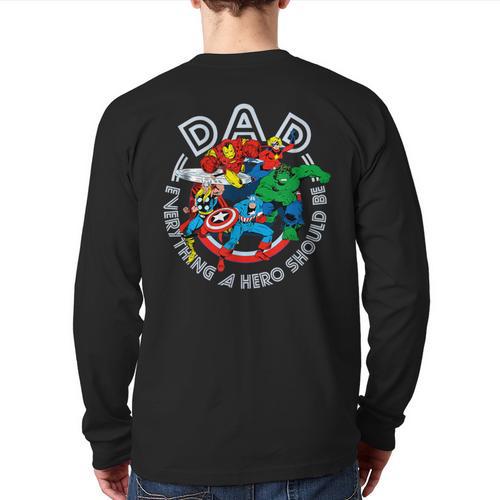 Marvel Comics Retro Classic Father's Day Avengers Hero Dad Long Sleeve T-Shirt Back Print - Father's Day Fun