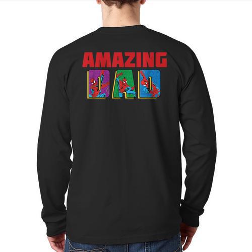 Marvel Spider-Man Amazing Dad Birthday Father’s Day Long Sleeve T-Shirt Back Print - Father's Day Fun