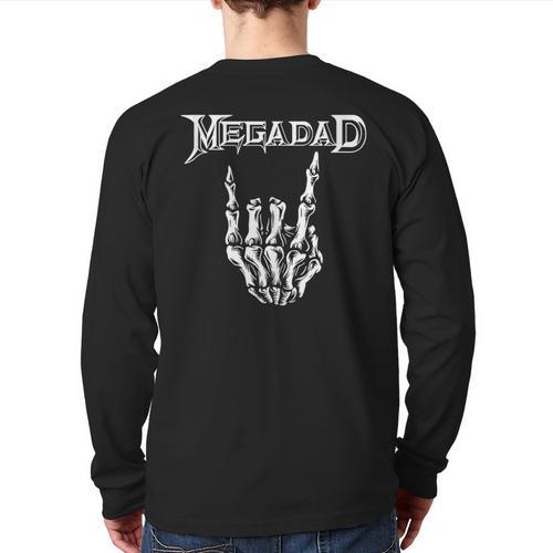 Megadad Retro 90s Hard Rock Band Heavy Metal Father's Day Long Sleeve T-Shirt Back Print - Father's Day Fun
