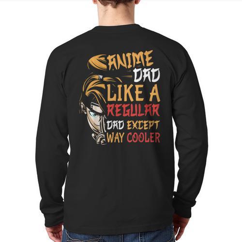 Men Anime Father's Day Anime Dad Except Way Cooler Long Sleeve T-Shirt Back Print - Father's Day Fun