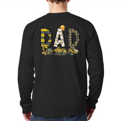 Mom And Dad Construction Birthday Boys Toddler Kids Family Long Sleeve T-Shirt Back Print - Father's Day Fun
