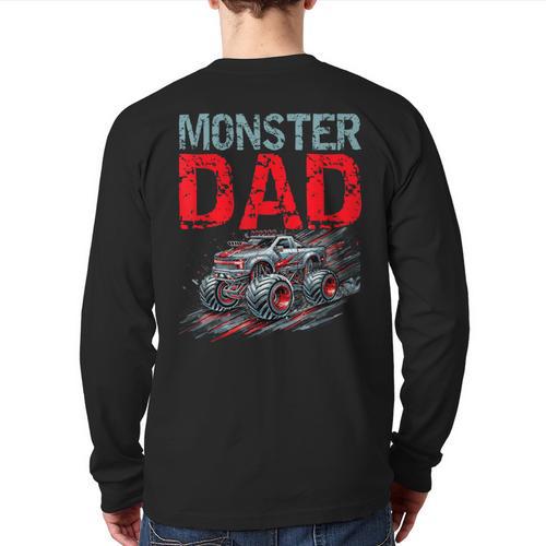 Monster Truck Dad Father's Day Men Long Sleeve T-Shirt Back Print - Father's Day Fun