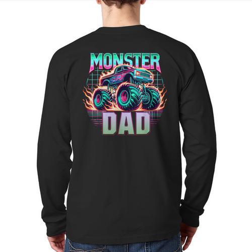 Monster Truck Dad Monster Truck Are My Jam Truck Lovers Long Sleeve T-Shirt Back Print - Father's Day Fun