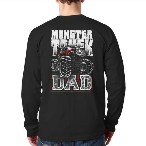 Monster Truck Dad Tshirt Long Sleeve T-Shirt Back Print - Father's Day Fun