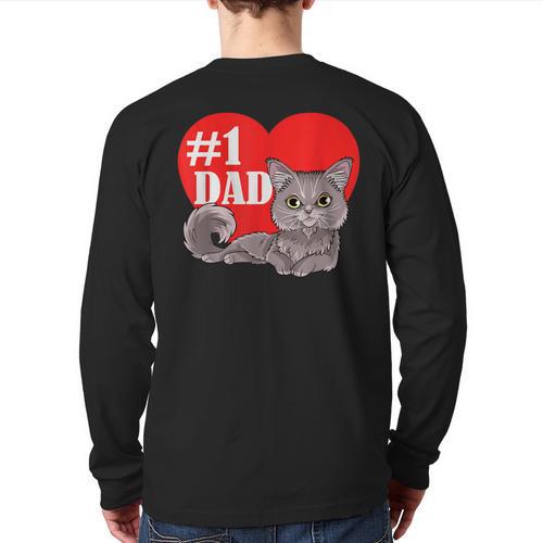 Nebelung Cat 1 Dad Father's Day Daddy Heart Decor For Men Women Kids Long Sleeve T-Shirt Back Print - Father's Day Fun