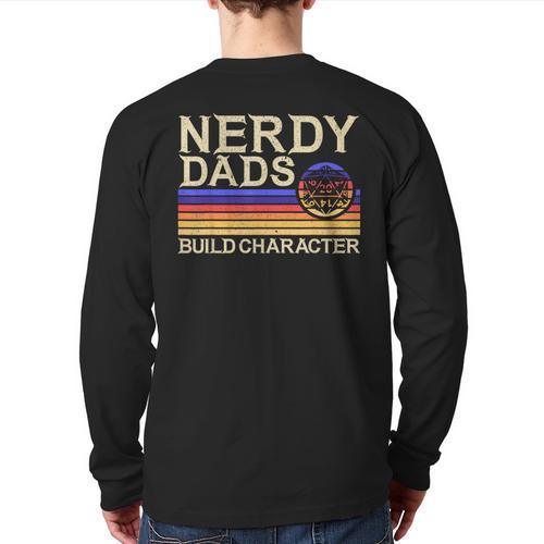 Nerdy Dad RPG Gaming D20 Tabletop Games RPG Gamer Long Sleeve T-Shirt Back Print - Father's Day Fun