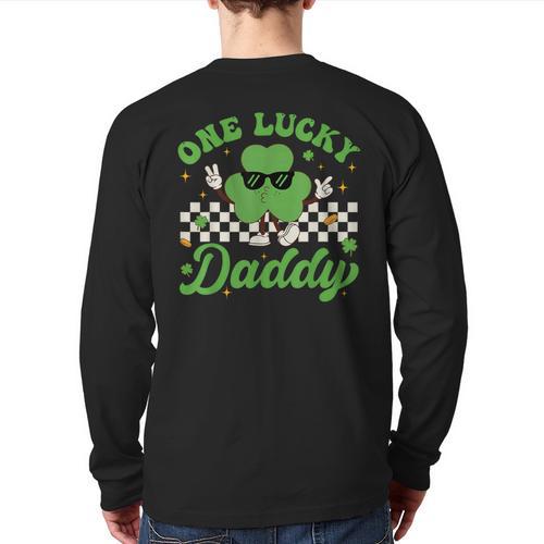 One Lucky Daddy St Patricks Day Dad Father Long Sleeve T-Shirt Back Print - Father's Day Fun