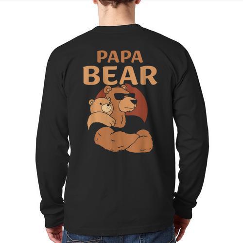 Papa Bear Bears Animal Pun Lover Dad Father Daddy Father's Long Sleeve T-Shirt Back Print - Father's Day Fun
