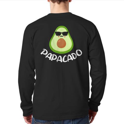 Papacado Avocado Dad Daddy Father's Day Long Sleeve T-Shirt Back Print - Father's Day Fun