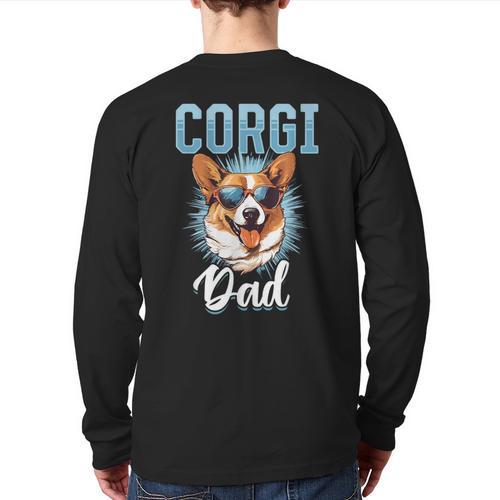 Pembroke Welsh Corgi Corgi Dad Long Sleeve T-Shirt Back Print - Father's Day Fun