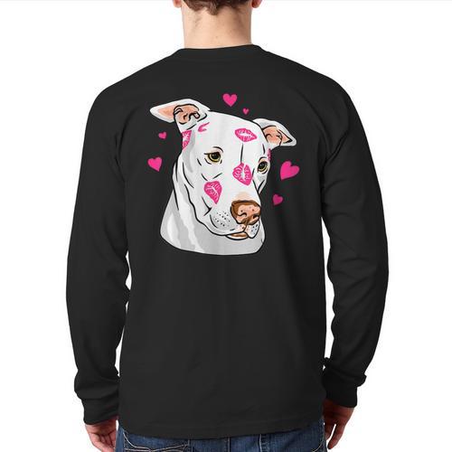 Pitbull Love Pitbull Moms Dads Long Sleeve T-Shirt Back Print - Father's Day Fun