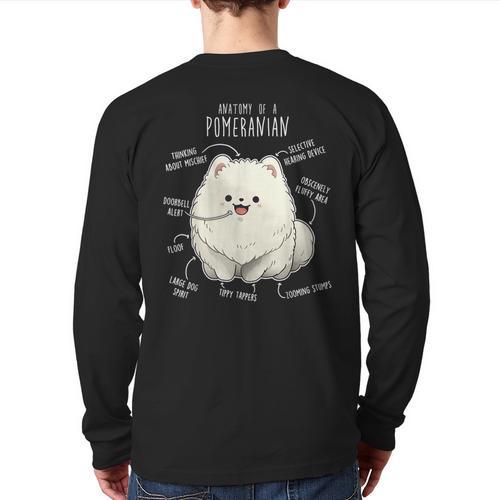 Pomeranian Anatomy Cute Pet Pom Mom Dog Dad For Men Women Girls Kids Long Sleeve T-Shirt Back Print - Father's Day Fun