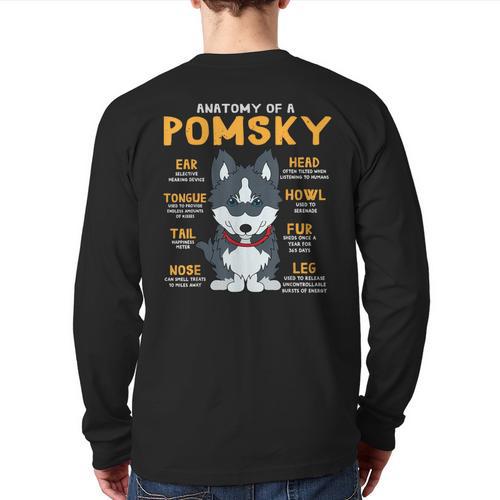 Pomsky Anatomy Dog Mom Dad Long Sleeve T-Shirt Back Print - Father's Day Fun