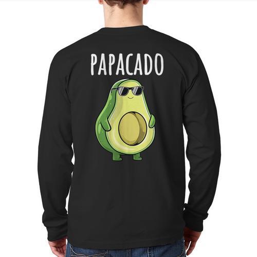 Pregnancy Announcement Shirts Men Dad Papacado Long Sleeve T-Shirt Back Print - Father's Day Fun