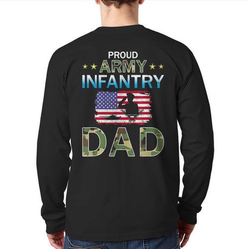 Proud Army Dad-Army Infantry Dad Camouflage Graphics Army Long Sleeve T-Shirt Back Print - Father's Day Fun