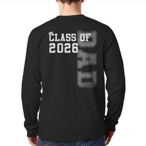 Proud Dad Of A 2026 Graduate Grad Senior Father Graduation Long Sleeve T-Shirt Back Print - Father's Day Fun