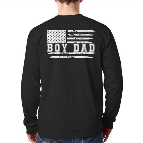 Proud Dad Of Boy Father Of Boys For Dad Xmas Fathers Day Long Sleeve T-Shirt Back Print - Father's Day Fun