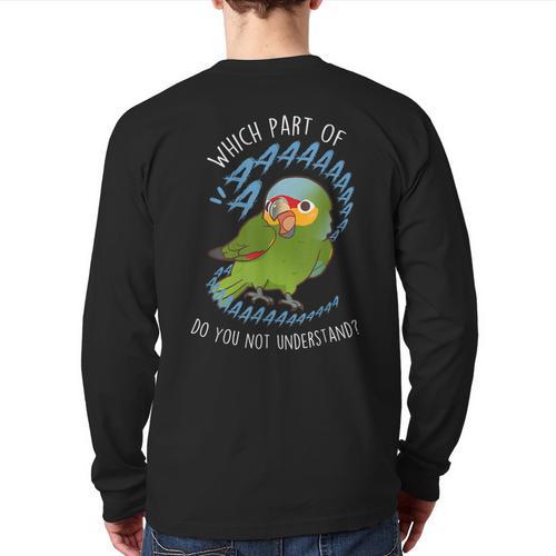 Red-Lored Amazon Parrot Aaaa Cute Pet Bird Mom Dad Long Sleeve T-Shirt Back Print - Father's Day Fun
