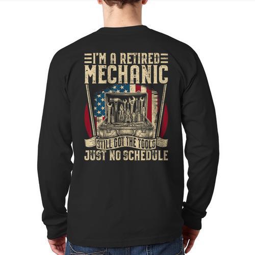 Retired Car Mechanic Tool Retirement Dad Grandpa Men Long Sleeve T-Shirt Back Print - Father's Day Fun