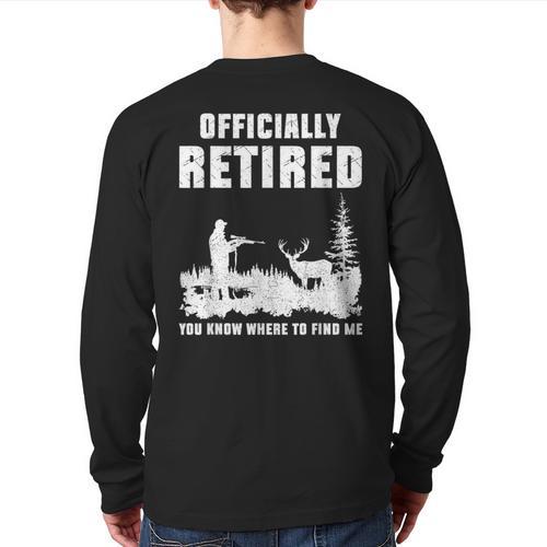 Retirement 2025 Retire Deer Hunting Retired For Dad Long Sleeve T-Shirt Back Print - Father's Day Fun