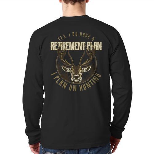 Retirement Grandpa Hunting Deer Elk Retired Hunter Dad Long Sleeve T-Shirt Back Print - Father's Day Fun