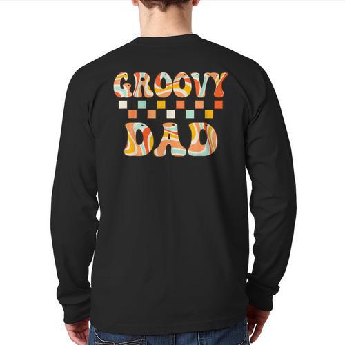 Retro Groovy Dad Matching Family 1st Birthday Party Long Sleeve T-Shirt Back Print - Father's Day Fun