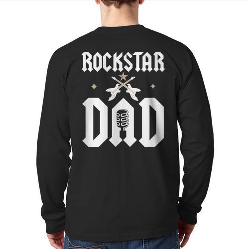 RockStar Dad Long Sleeve T-Shirt Back Print - Father's Day Fun