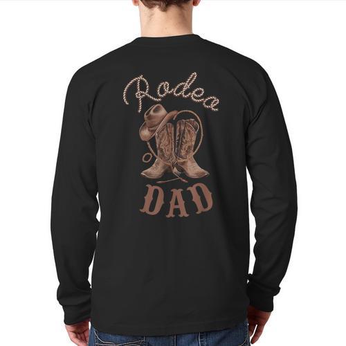 Rodeo Dad Western Cowboy Birthday Boy Family Matching Party Long Sleeve T-Shirt Back Print - Father's Day Fun