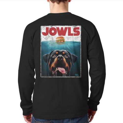 Rottie Rottweiler Jowls Burger Giant Tank Dog Mom Dad Long Sleeve T-Shirt Back Print - Father's Day Fun