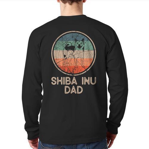 Shiba Inu Dog Vintage Shiba Inu Dad Men Women Long Sleeve T-Shirt Back Print - Father's Day Fun