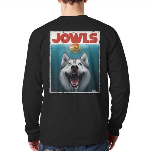 Siberian Husky Jowls Sled Dog Mom Top Alaskan Dog Dad Long Sleeve T-Shirt Back Print - Father's Day Fun