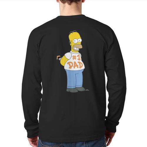 The Simpsons Homer Number 1 Dad Father's Day V2 Long Sleeve T-Shirt Back Print - Father's Day Fun