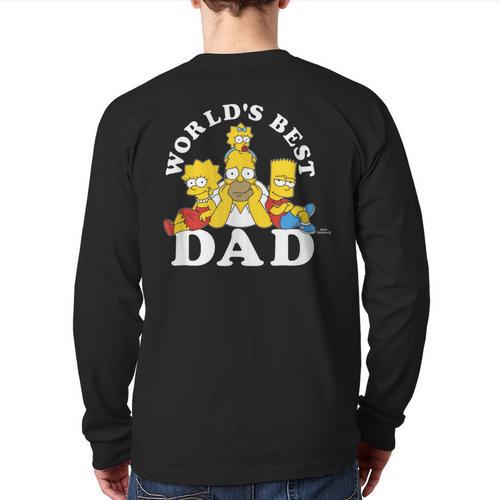 The Simpsons World's Best Dad Father's Day Group V2 Small Long Sleeve T-Shirt Back Print - Father's Day Fun