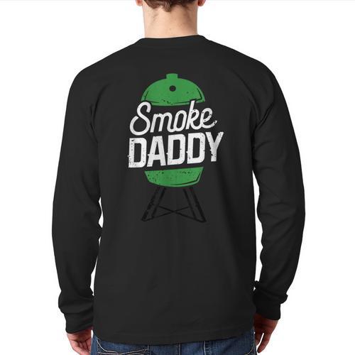 Smoke Daddy Green Egg Pitmaster Dad Tshirt BBQ Grill Long Sleeve T-Shirt Back Print - Father's Day Fun