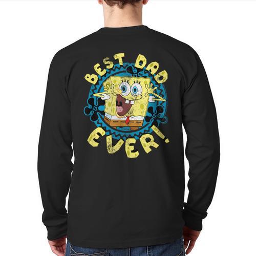 Spongebob Squarepants Father's Day Best Dad Ever Long Sleeve T-Shirt Back Print - Father's Day Fun
