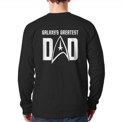 Star Trek Father's Day Galaxy's Greatest Dad Badge Long Sleeve T-Shirt Back Print - Father's Day Fun