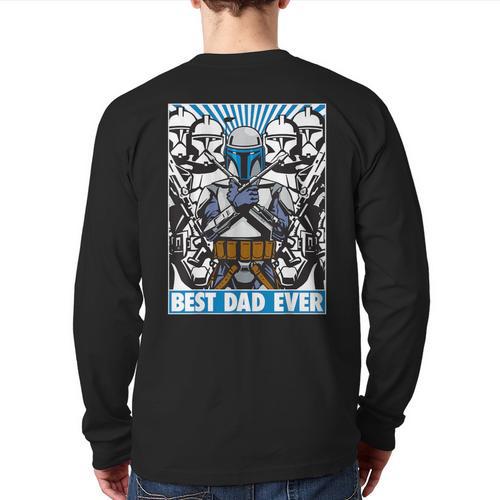 Star Wars Father's Day Jango Fett Best Dad Ever Long Sleeve T-Shirt Back Print - Father's Day Fun