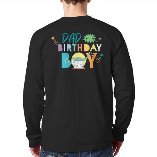 Star Wars Grogu Mandalorian Toon Dad Of The Birthday Boy Long Sleeve T-Shirt Back Print - Father's Day Fun
