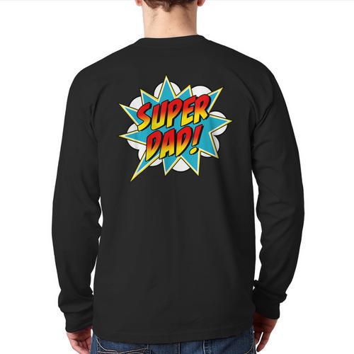 Super Dad Comic Book Superhero Father's Day Long Sleeve T-Shirt Back Print - Father's Day Fun