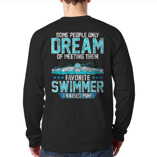 Swimming Parent Swimmer Mom Dad My Favorite Swim Meet Long Sleeve T-Shirt Back Print - Father's Day Fun