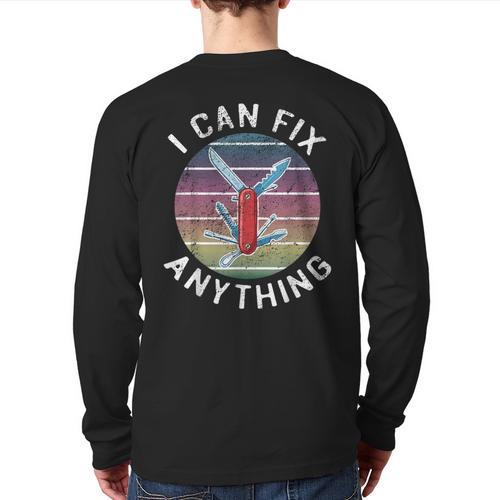 Swiss Army Knife DIY Dad Fathers Day Fix Anything Handyman Long Sleeve T-Shirt Back Print - Father's Day Fun