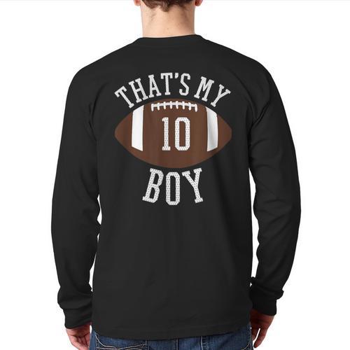 That's My Boy 10 Football Number 10 Jersey Football Mom Dad Long Sleeve T-Shirt Back Print - Father's Day Fun