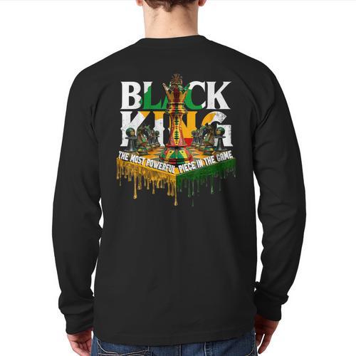 History I Am Black Man King Dad Melanin Men Women Long Sleeve T-Shirt Back Print - Father's Day Fun