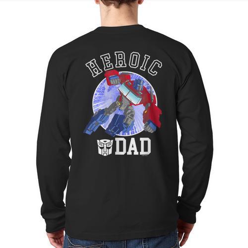 Transformers Father's Day Optimus Prime Heroic Dad Vintage Long Sleeve T-Shirt Back Print - Father's Day Fun