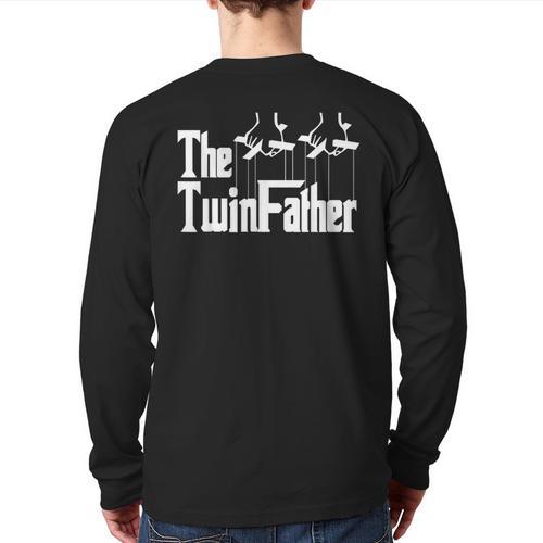 The TwinFather Father Of Twins Dad Fathers Day Long Sleeve T-Shirt Back Print - Father's Day Fun